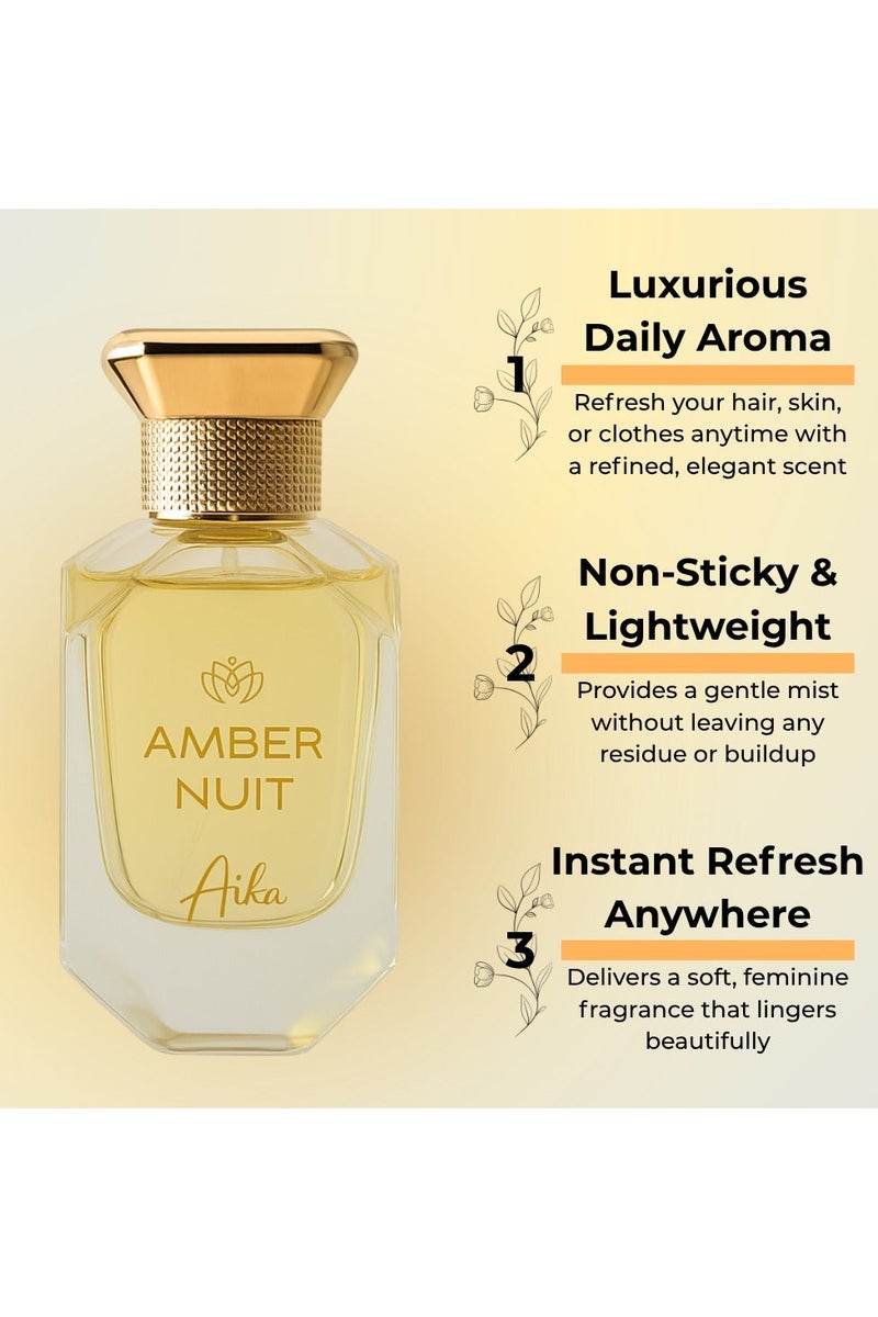 Aika 80ml Amber Nuit Perfume for Women, Long-Lasting Women Perfume for Body & Hair, Alcohol-Free perfumes for women with Rose, Citrus Fruits & Musk, Softness & Freshness with Delicate Floral Notes - Image 2